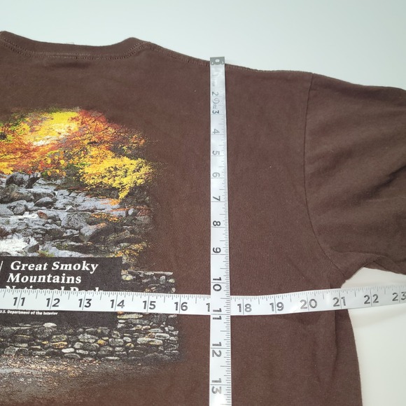 Great Smoky‎ Mountains National Park T Shirt Mens Large Brown Bayside USA Made - Picture 9 of 11